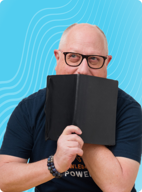 Ray Shefska on light blue background
